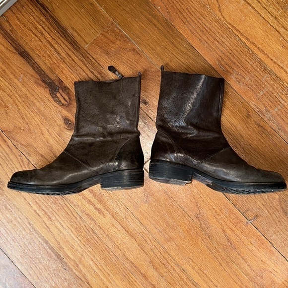 Eileen Fisher Chocolate Brown Leather Midi Boot Size 8 - Picture 4 of 12